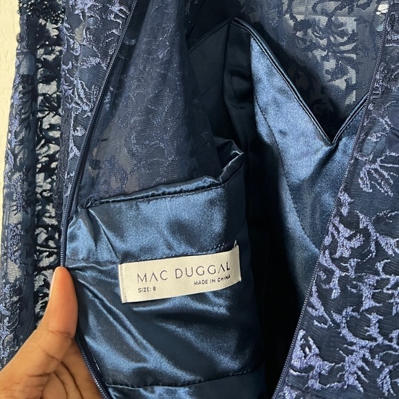 Mac Duggal Embellished Illusion Long Sleeve A Line Gown - Picture 8 of 10